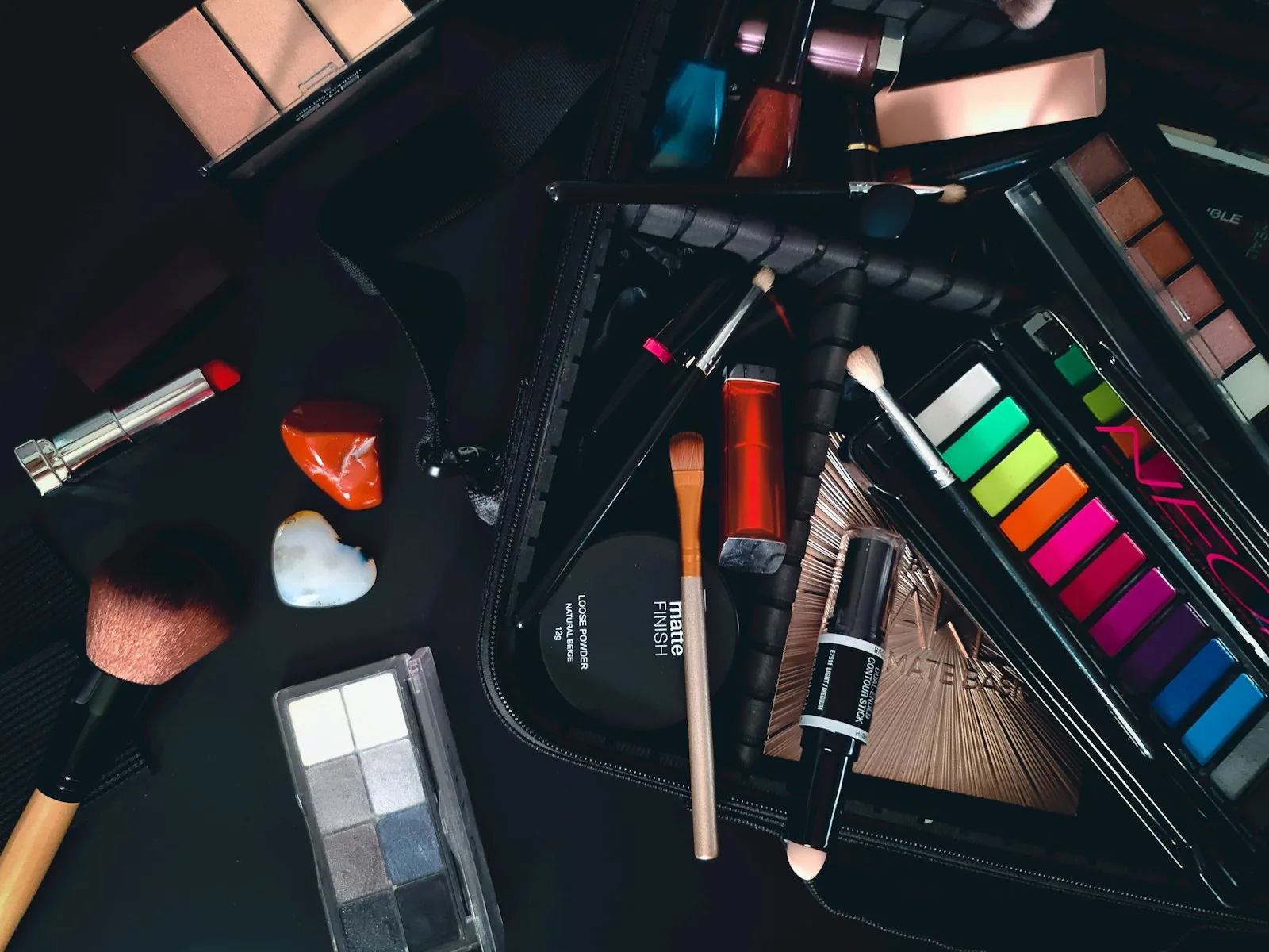 Cosmetics and makeup brushes