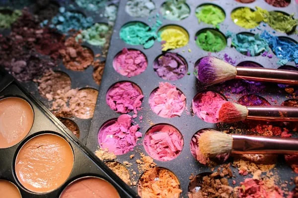 Makeup palette and brushes