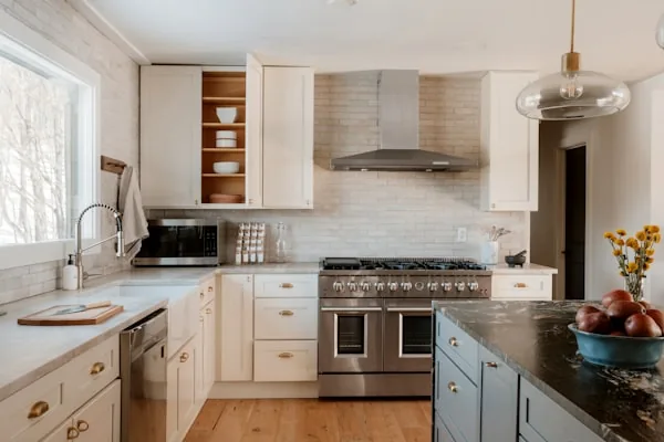 Modern kitchen with stainless steel appliances