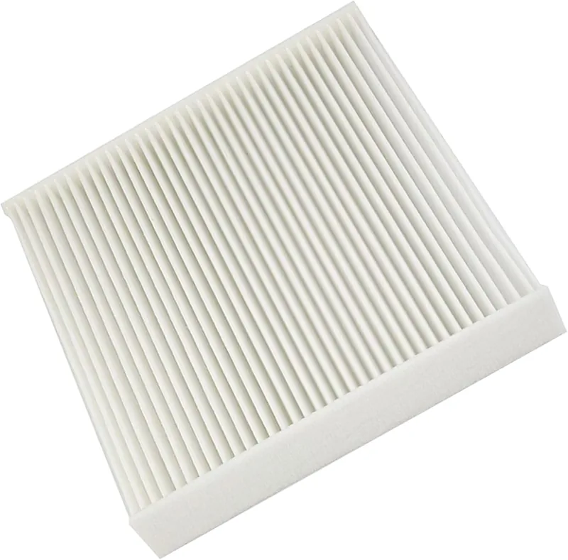 Pleated cabin air filter on a white background